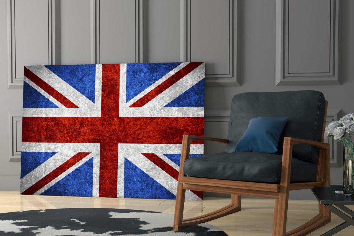 Chalky Crimson United Kingdom Flag Glass Wall Art