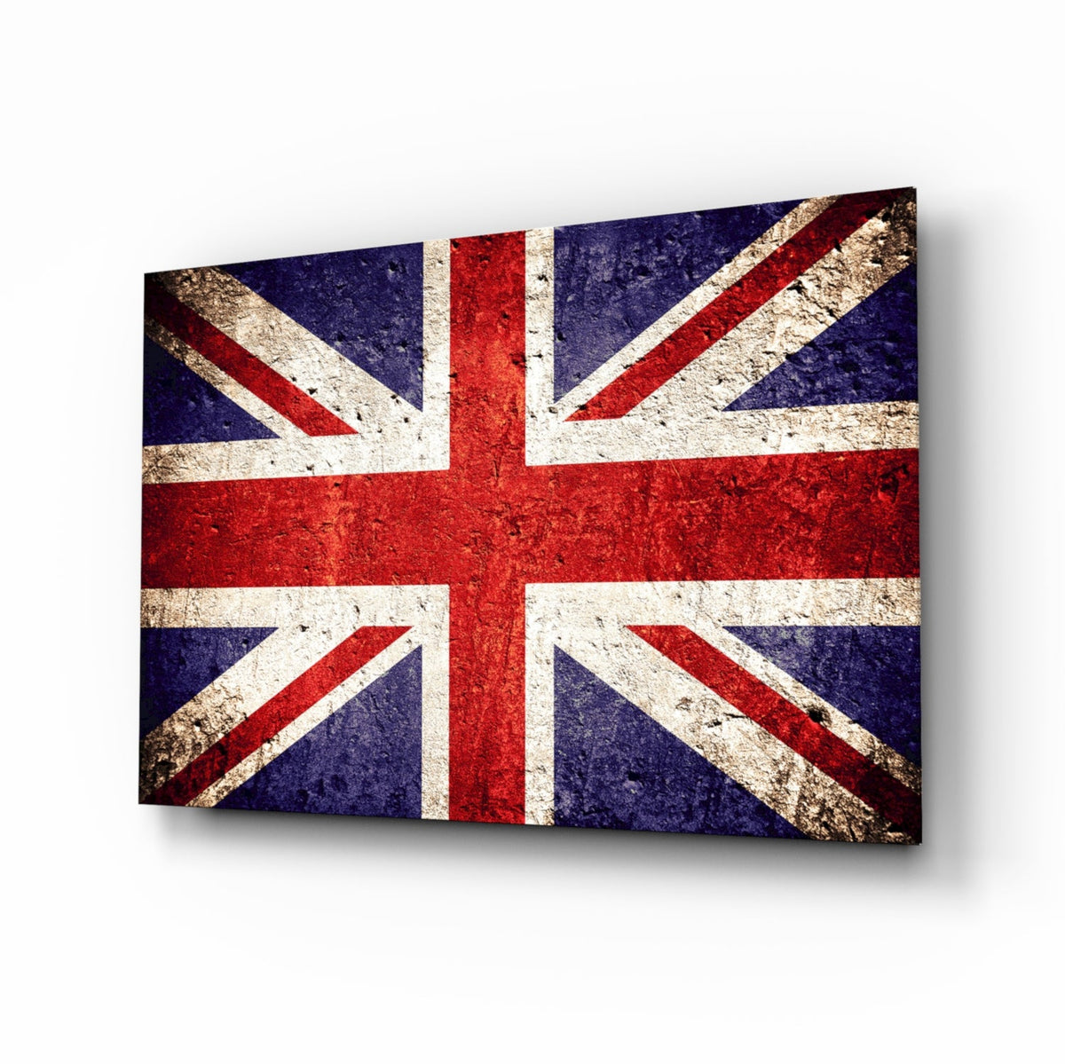 Rustic Faded Stone United Kingdom Flag Glass Wall Art