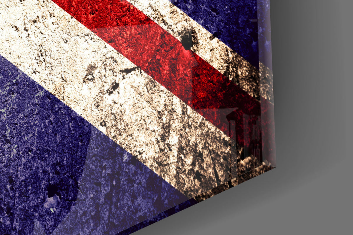 Rustic Faded Stone United Kingdom Flag Glass Wall Art