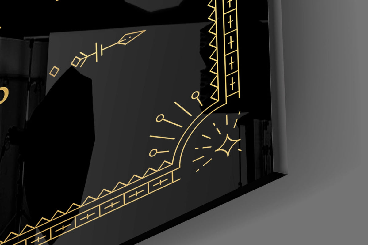 Gold Scorpio Zodiac Card on Black Glass Wall Art