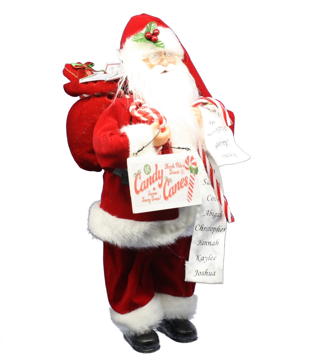Candy Cane Claus Santa Figurine