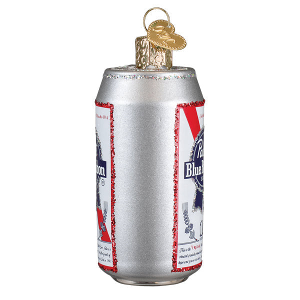 Pabst Blue Ribbon Beer Can Glass Ornament