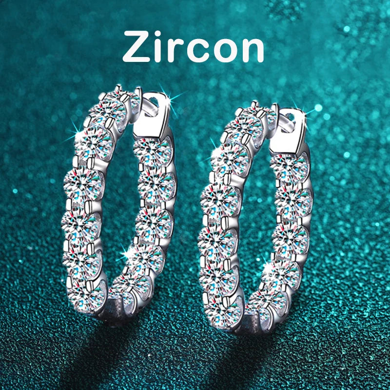 2.6ct D Color Moissanite Hoop Earrings 925 Sterling Silver 18k Gold Plated