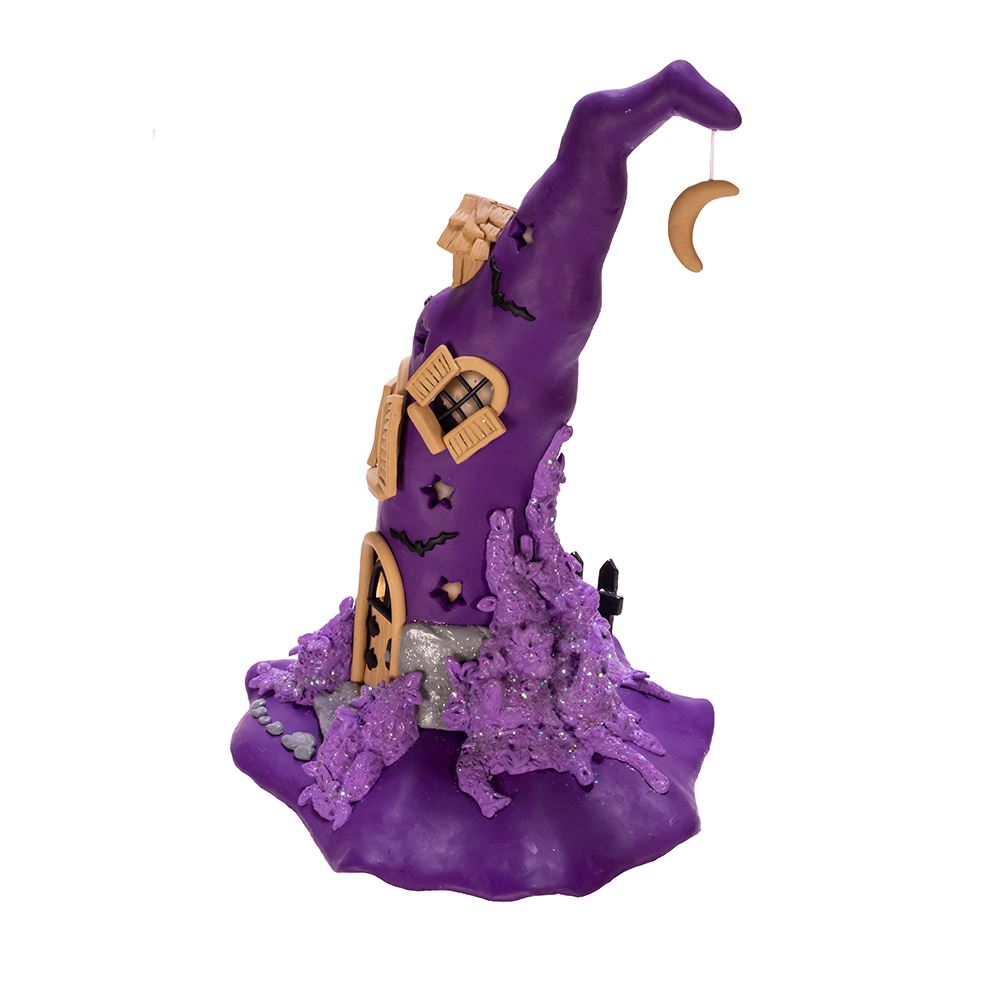 Purple LED Witch Hat Table Piece